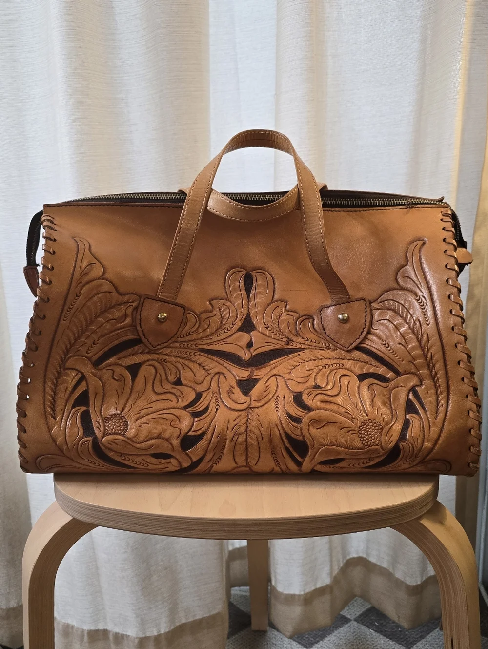 Vintage Handcrafted Leather Purse / From Mexico - Picture 1 of 6